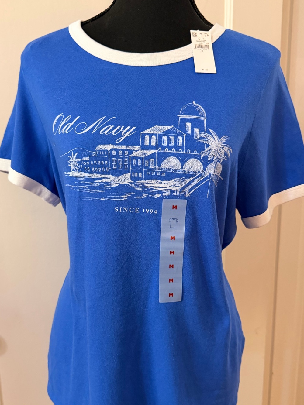 NWT Old Navy Royal Blue Tee with White Trim and Coastal Graphic